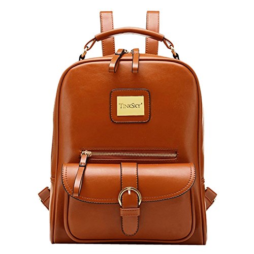 Tinksky® Vintage Shoulders Bag Fashion Student Backpack School Bag (Brown)