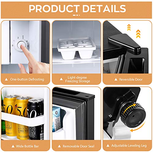 TECCPO Mini Fridge, 1.7 Cu.Ft Small Fridge, Energy Star, Auto Defrost