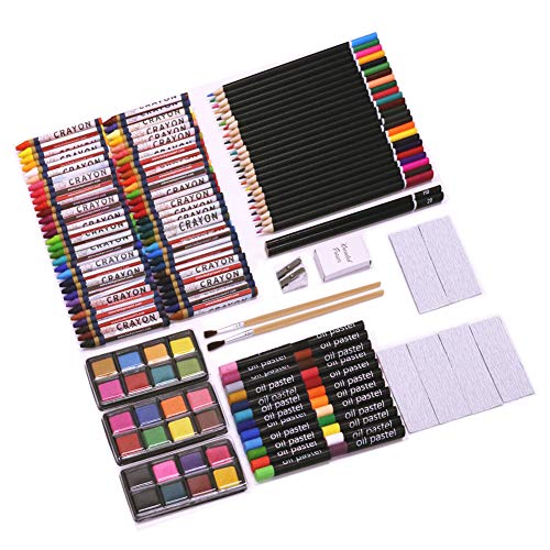 image for LUCKY CROWN 147 Piece Deluxe Art Set,Art Kit for Drawing & Painting,Co