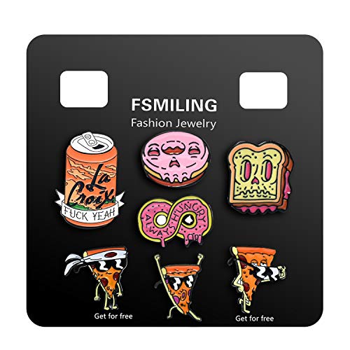image for FSMILING Cute Enamel Pin Set Creative Food Badge Brooches Lapel Pins f