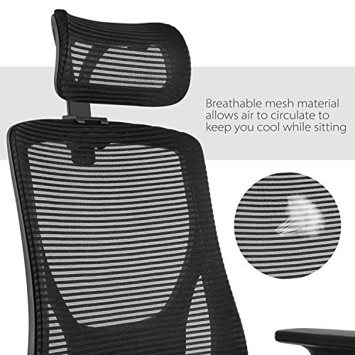 VIVA Office Mesh Chair Ergonomic High Back Chair With Adjustable Headrest And Armrest (Viva1168F1)