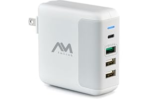 AMLINK 40W USB C Charger - 4 Port USB Wall Charger, QC 3.0 Fast Charging Block, Compact Wall Charger Foldable Plug Adapter for iPhone 15 14 13 12 11 Pro Max, Samsung, iPad Pro, Pixel, MacBook Air