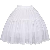Linghe Women Crinoline Petticoat Cage 2 Hoops Skirt Chiffon Short Half Slip Underskirt for Girls Lolita Cosplay Wedding