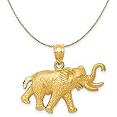 The Black Bow 14k Yellow Gold Satin Elephant with Tusks Necklace