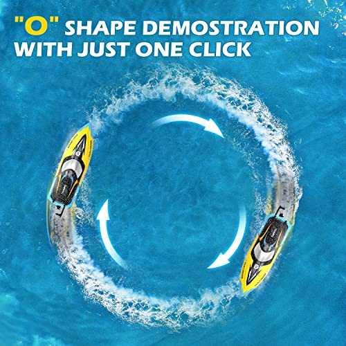DEERC Fast Brushless RC Boat for Adults, 30+MPH 3S High Speed Remote Control Boat, Self-righting 2.4Ghz Speed Shark with LED Lights, Summer Toy Gift for Kids