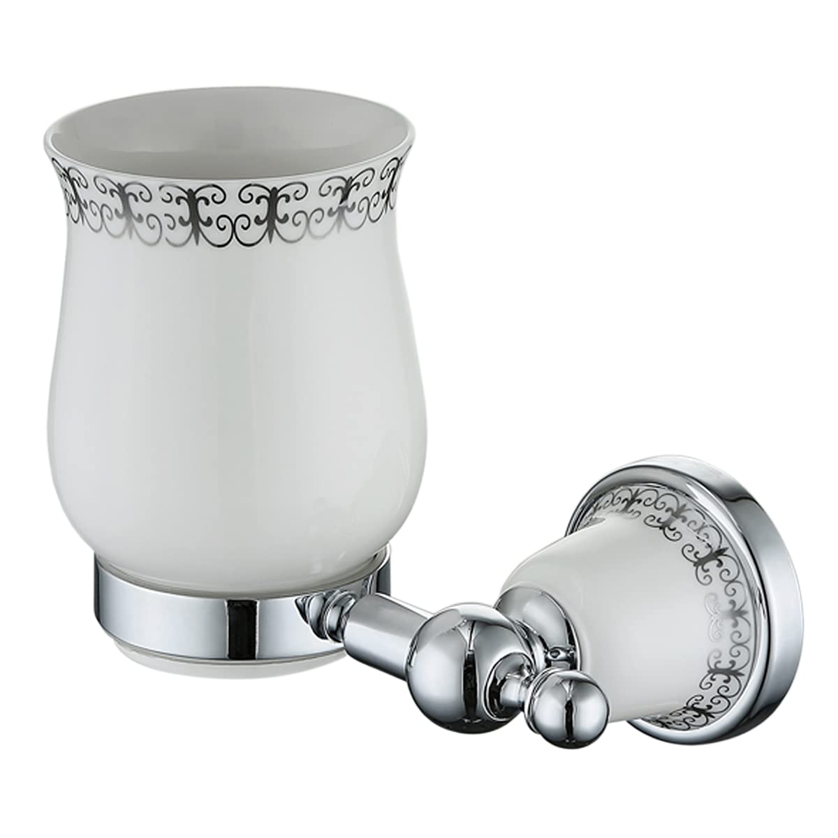 Single Toothbrush Holder Tumbler With Ceramic Cup, Bathroom Accessories Wall Mounted With Zinc Alloy and Ceramic Construction
