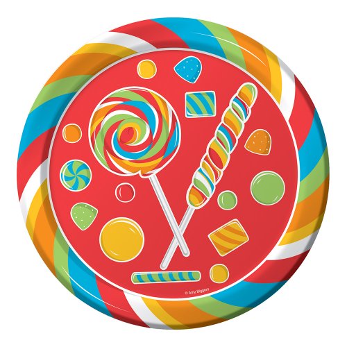 Creative Converting Sugar Buzz Round Dinner Plates, 8 Count