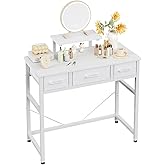 KitMent Small Desk with 3 Fabric Drawers, 30 Inch Computer Desk with Hook, Work for Home Office, Study Table, Kid’s Desk, Mak