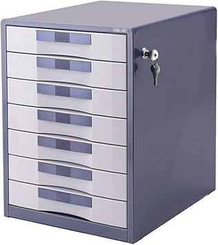 Locking File Cabinet Metal Case Small Storage Box For Office Desk 7 Layer Drawer Size 300 350 410 Mm Blue Amazon Co Uk Office Products