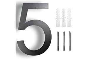 ZJWZSLI 5" Floating Stainless Steel Address House Number, Metal Modern House Numbers,Coated Black,for Outdoor Mailbox Yard Home Wall DoorGarage Gate With Matching Screws(5)