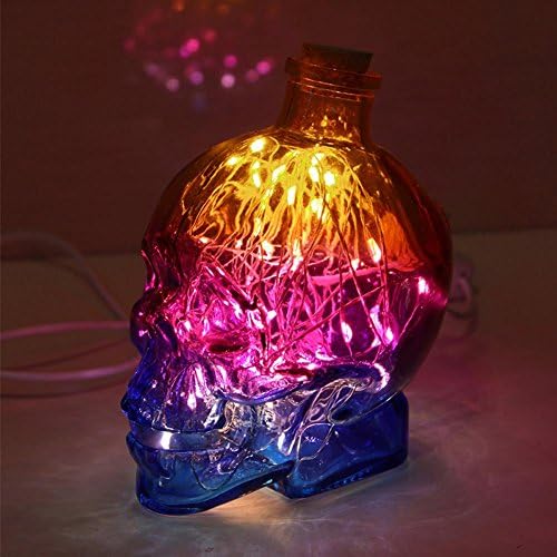 DMMSS Modern Creative 3 Color Night Light Bedroom Bedside Lamp Led Energy-Saving Skull Headlights Usb Charging Desk Lamp Desktop Writing Lamp Led Night Lights L11CmW9CmH14Cm , 2