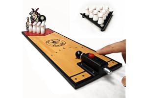 Desktop Mini Bowling Game Set For Office- Quick-Setup Tabletop Bowling Alley with Ball Launcher | Durable Wooden Board Design