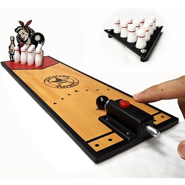 Jeu De Mini Bowling En Bois Pour Table - Ensemble 10 Quilles + 2 Boules - Pour Intérieur, Famille, Enfants Et Adultes - 13