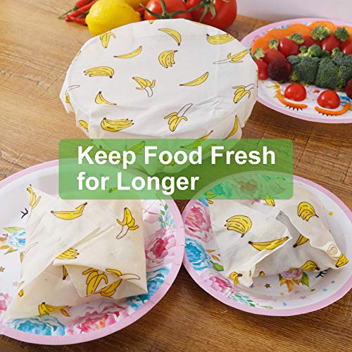Reusable Beeswax Food Wrap 3 Piece, SKOLOO Bees Wax Paper Wrap, Sustainable Plastic Free Food Storage - 1 Small, 1 Medium, 1 Large, Banana Beeswax Wraps