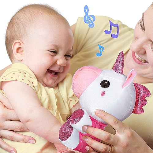 iPlay, iLearn Baby Unicorn Musical Toys, Newborn Girls Plush Stuffed