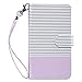 ULAK Flip Wallet Case for iPhone 6 Plus / 6S Plus 5.5 inch, Folio PU Leather Wallet Case with Multi Credit Card Holders Pockets Magnetic Closure Cover Wrist Strap, Minimal Stripes Lavender