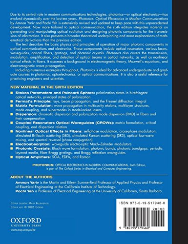 Photonics: Optical Electronics in Modern Communications (The Oxford Series in Electrical and Computer Engineering)