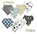 Baby Bandana Drool Bibs for Teething Newborns and Toddlers (8 Pack), Unisex Drool Scarf for Girls & Boys, Organic Cotton and Waterproof Polyester Back, Ultra Absorbent and Hypoallergenic by Kiidbe