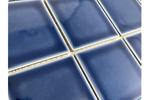 TENEDOS 5 Square Feet 3x3 Tile for Wall Spa Swimming Pool Shower Kitchen Countertop Bathroom Sink Backsplash - 5 SF 3" x 3" Porcelain Tile (Navy Blue)