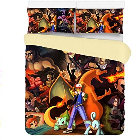 Deluxe Pokemon 3 Piece 200x230cm Duvet Cover Sets 2 Pillow Cases Queen Size