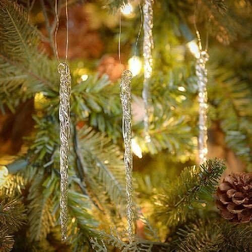 Set of 12 Glass Icicle Ornament Xmas Tree Hanging Decoration Christmas Holiday