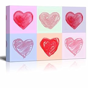Canvas Wall Art - Multi-Color Pop Art with Heart Shapes - Giclee Print Gallery Wrap Modern Home Art Ready to Hang - 12" x 18"