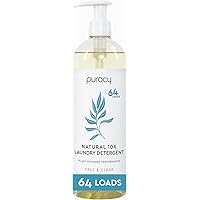 Puracy Liquid Laundry Detergent, Hypoallergenic, Natural Stain Enzymes, Free & Clear, 16 Fl Oz