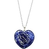 Gempires Love Heart Crystal Pendant Necklace for Women, Silver Plated 18 + 2 Inch Adjustable Chain