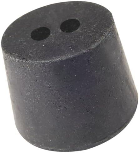 P13-M292 Black Rubber Two-Hole Stopper, 68mm Top Diameter, 58mm Bottom Diameter, 13 Size, 25mm Length