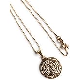 San Benito Medal Gold Plated Chain 17 Inches St Benedict Necklace