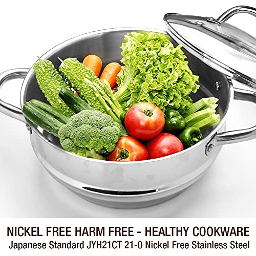 HOMI CHEF 5QT LARGE 4.5" DEEP 3RIDGE Universal Steamer Cookware