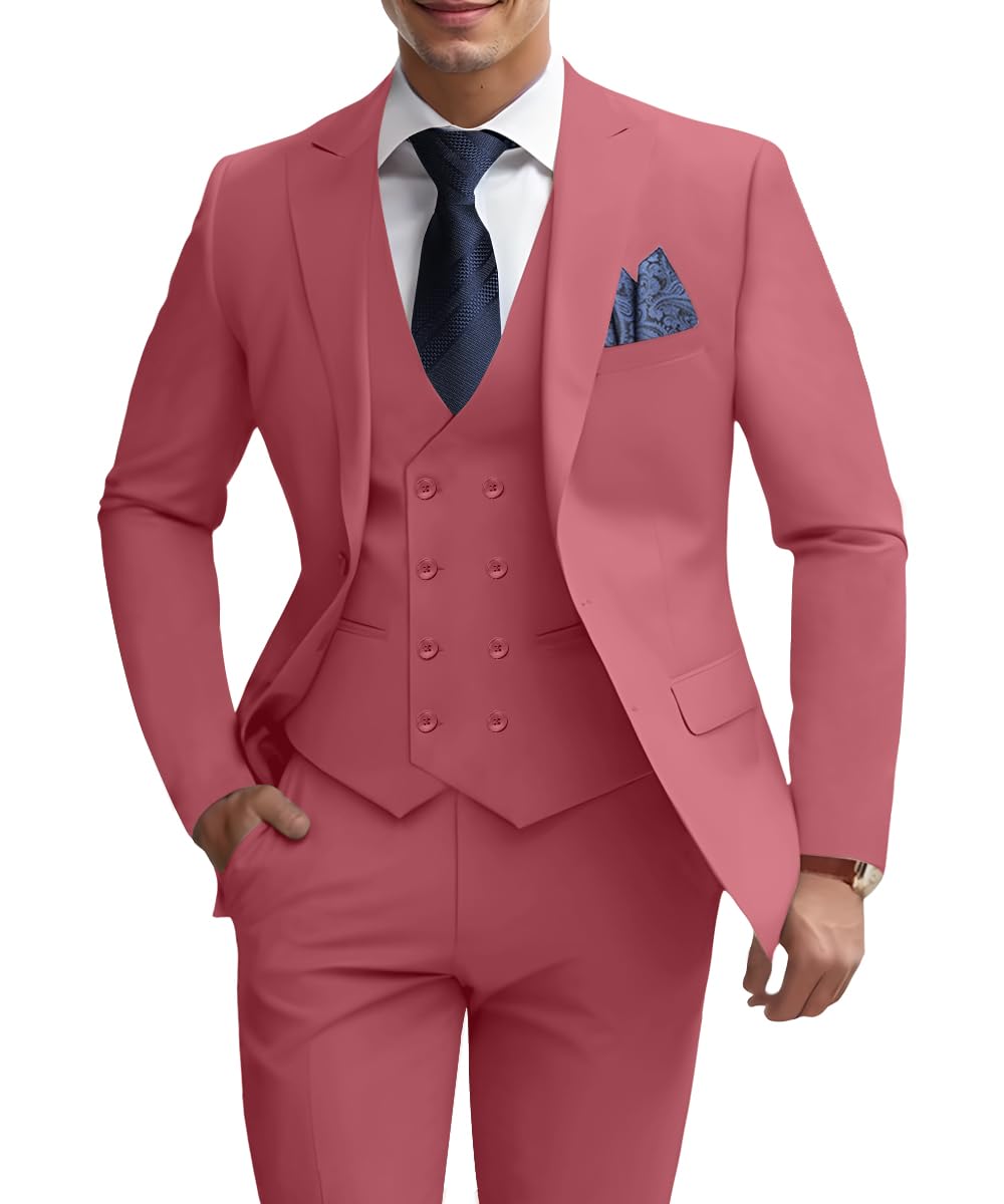 Men's 3 Pieces Suit Set Slim Fit Suits for Men Big