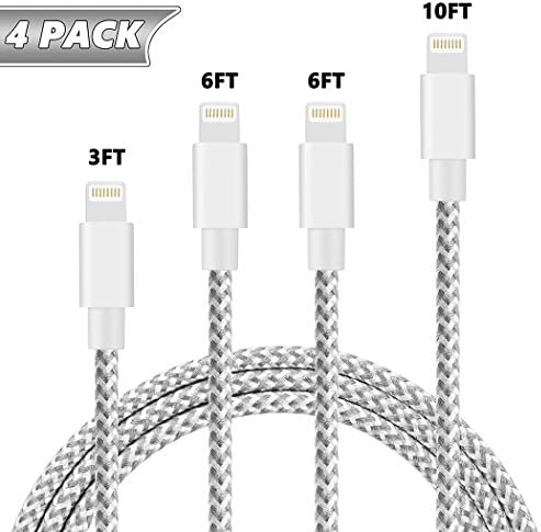 Cinati for iPhone Charger, [4Pack 3FT 6FT 6FT 10FT] Nylon Braided 8 Pin iPhone Lightning Cable to USB Charger Compatible with iPhone X/8/8 Plus/7/7 Plus/6s/6s Plus/6/6 Plus/5/5S/5C/SE/iPad
