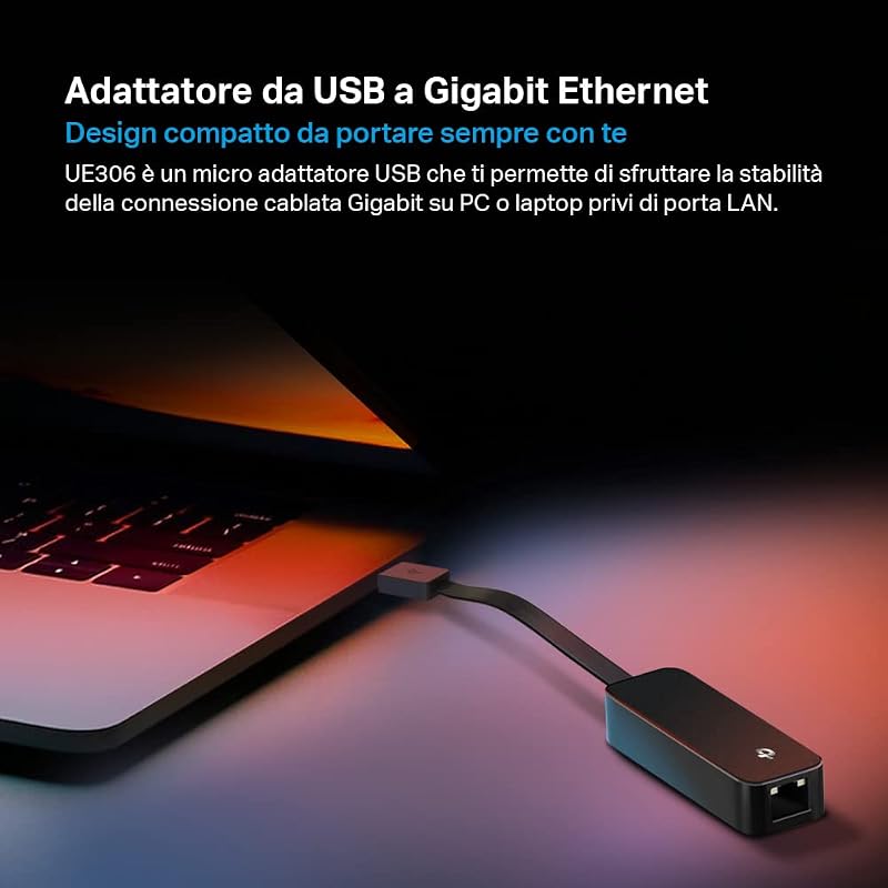 UE306 Adattatore USB Ethernet Gigabit RJ45 USB 3.0 Portatile per PC