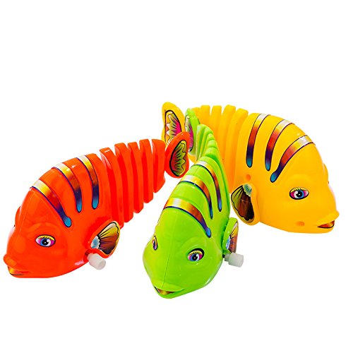 Wcysin 3 Pieces Wind Up Toy Fishes, Cute Clockwork Classic Baby Toddler Kids Toy Fish Random Colors
