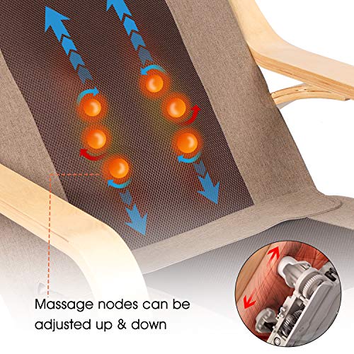 OWAYS Massage Chair 3D Full Back Massager, Rocking Design, Adjustable Pillow, Vibrating and Heating, 6 Massage Modes, Wooden Handrail, Linen Cover with Diamond Design