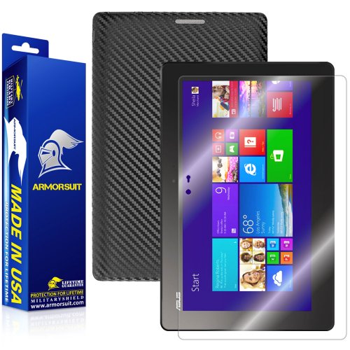 ArmorSuit MilitaryShield - Asus Transformer Book T100 Screen Protector + Black Carbon Fiber Full Body Skin Protectorw/ Lifetime Replacements