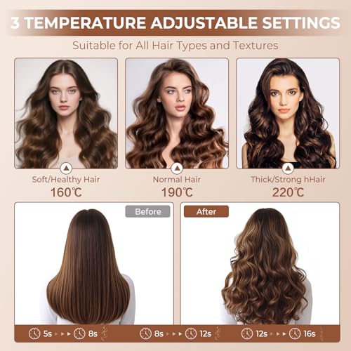 Souvik Automatic Curling Iron Professional Curling Iron 23 mm with 3 Temperature, Anti-Scald Smart Reminder, Anti-Tangle Curling Iron for Perfect Curls