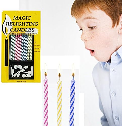 Free Shipping 1Bag(10pcs) Birthday Cake Party Not Blowing Out Relighting Candle Magic Trick Prank Gag Joke Toys