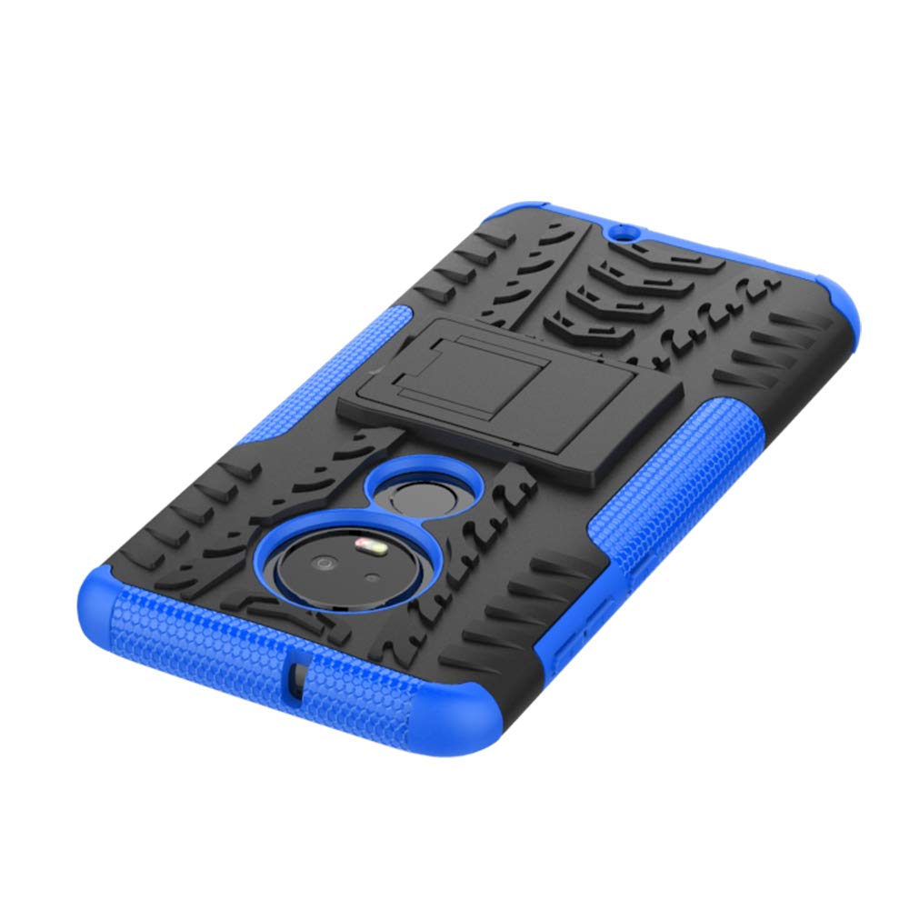 Moto G7 Case, Androgate [Hero Series] Hybrid Defender Phone Case Cover with Kickstand for Motorola Moto G7, Blue