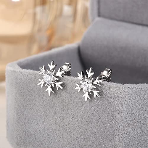 Finrezio 3 Pairs Hypoallergenic Silver Christmas Earrings for Women and Girls - Snowflake, Reindeer and Hat Earrings - Birthday Gift, Sterling Silver