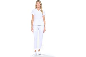 Dagacci Medical Uniform® Scrub Set – V-Neck Scrub Top & Elastic Jogger Pant Scrubs for Women Set and Men Unisex 8 Pockets