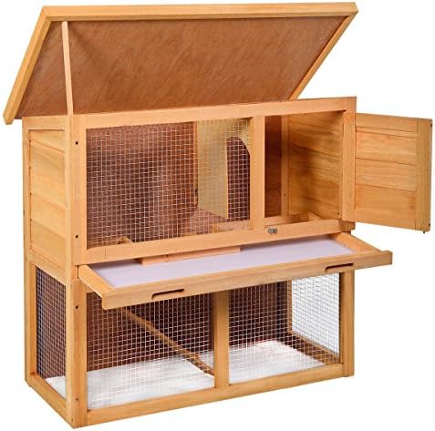 Kissmoji 35" Wooden Chicken Coop Hen House Rabbit Wood Hutch Poultry Cage Waterproof New US