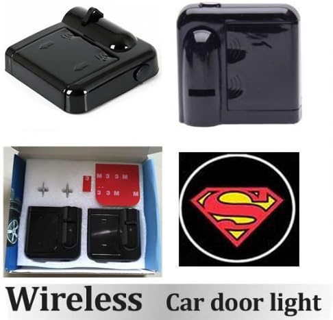 2pcs Wireless Led Car Door Projector Lights Auto Courtesy Welcome Logo Shadow Lamp Super MAN Ghost Shape Laser Projection Magnet Sensor Car Welcome door Light LED