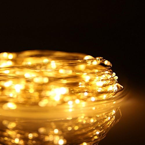 ALight House Christmas USB5V String Lights Flexible Silver Wire String Lights 32.8feet 100 LED for party festive garden patio holiday Christmas (Warm White)