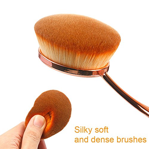 Jack & Rose 10pcs Oval Makeup Brushes Set Premium Foundation Brush Synthetic Blush Brush Set for