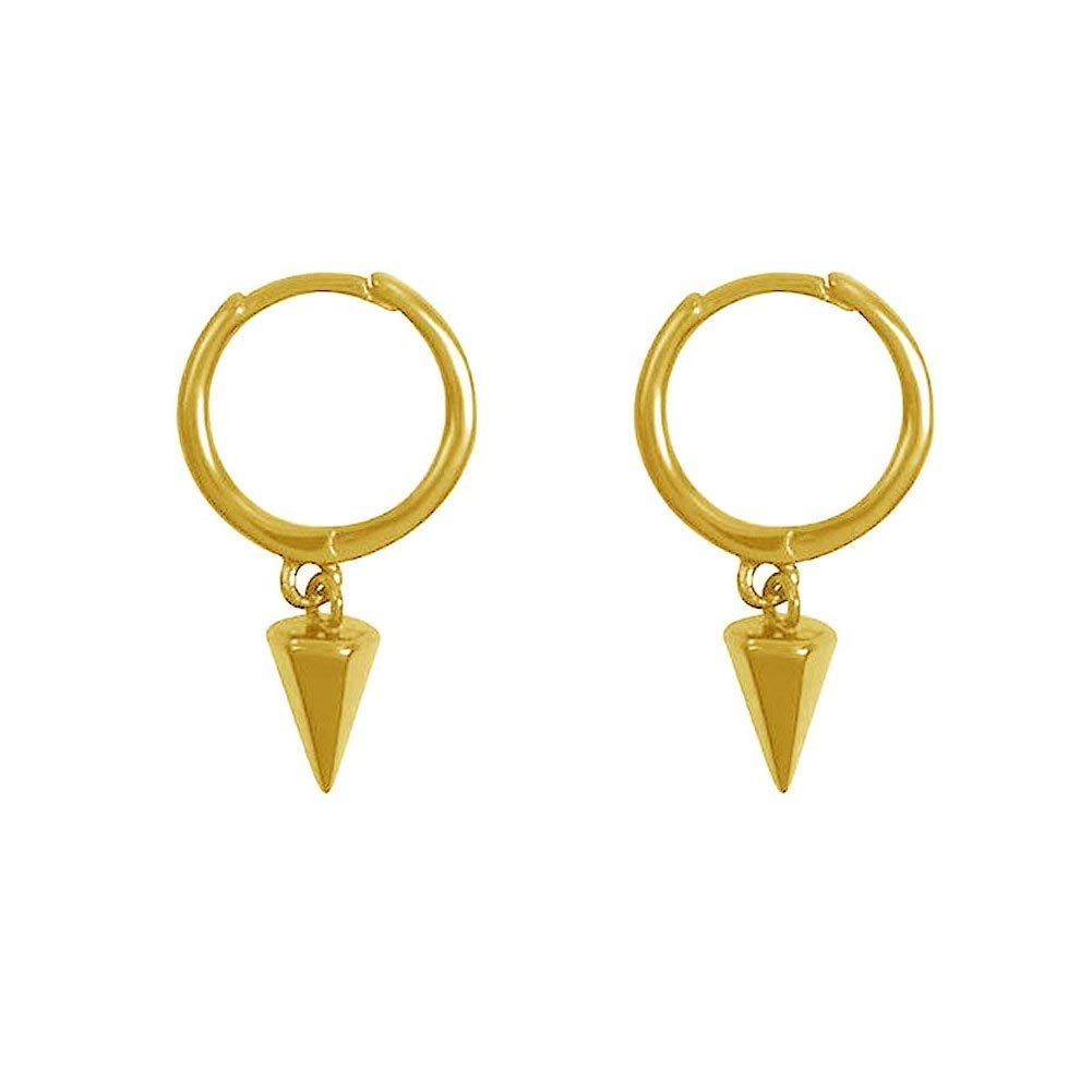 Tiny Punk Spike Dangle Drop Hoop Earrings for Women Teen Girls Men Sterling Silver Charms Hoops Cuff Cartilage Stud Tragus Helix Wrap Geometric Earrings Hypoallergenic Fashion Personalized (Gold)