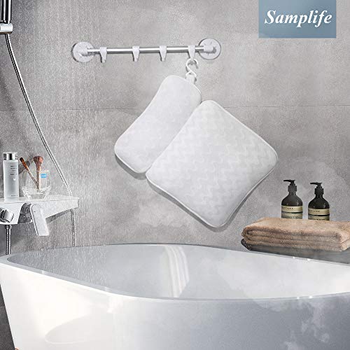 Bath Pillow Luxury 2-Panel Design Spa Bathtub Cushion Pad for Head,Neck,and Shoulder Support with 6 Non-Slip Super Strong Suction Cups - Thumbnail 5