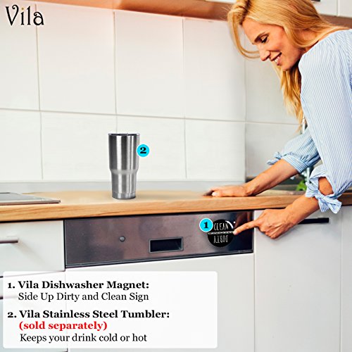 Dishwasher Magnet (1 pc) - Household Appliance Badge Depicts"Clean" &"Dirty" - Easy to Read White Letters with Black Background - Use on Magnetic Surfaces such as Stainless Steel, Iron & Nickel - Thumbnail 5