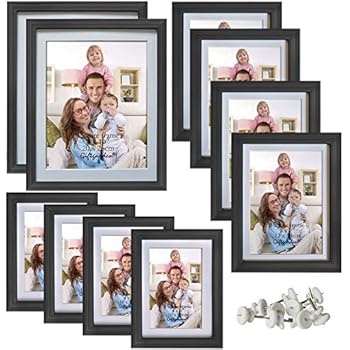Giftgarden Multi Picture Frames Set Black Photo Frame for Multiple Photos, 10 Pcs, Two 8x10, Four 4x6, Four 5x7